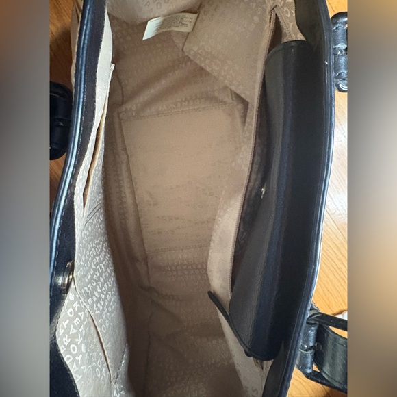 Kate Spade New York Black & Cream Striped Satchel Tote Bag w/ Dust - Picture 7 of 9